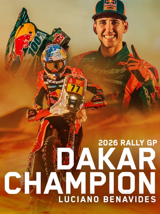 Luciano Benavides em Red Bull KTM FACTORY vence o Rally Dakar 2026 nas Motos